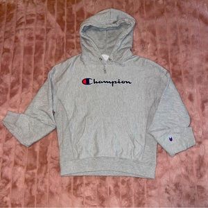 Champion Womens Reverse Weave Sweatshirt Size Medium M Hoodie Gray Embroidered